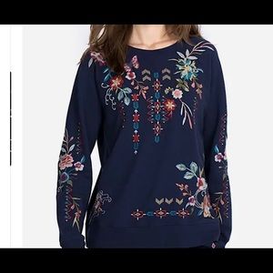 Johnny Was Gorgeous Embroidered Dreamer Raglan Sweatshirt XL